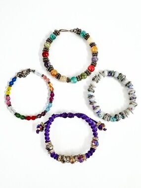 Bracelet Lot Beaded Braided Adjustable Stretchy Magnetic Multicolor